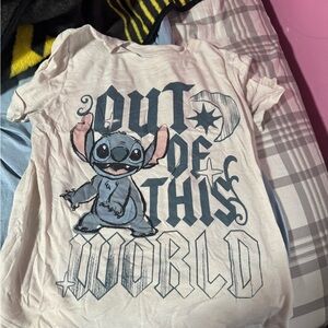 Disney White and Blue Stitch Short Sleeve Tee